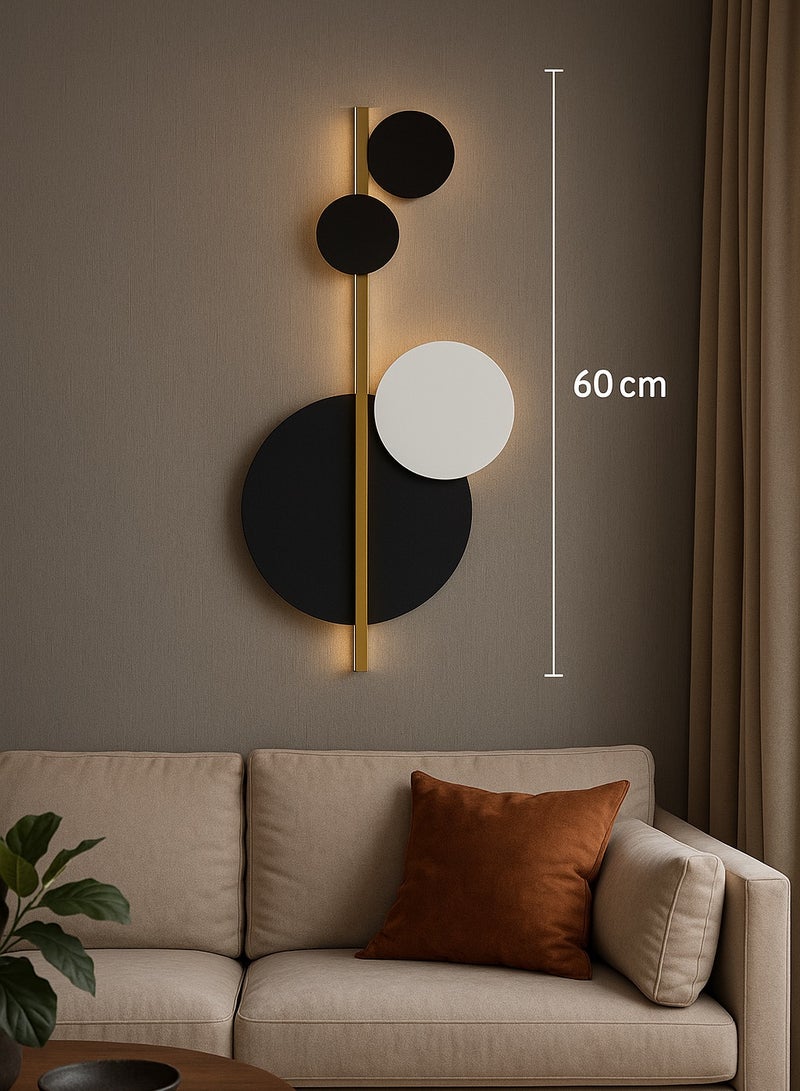 ابليك جداري أسود وأبيض بثلاث إضاءات – 60×25 سم – قدرة 16 واط – تصميم مودرن  - Image 2