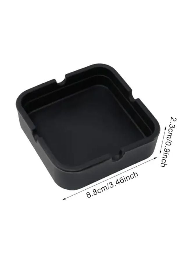 Modern Black Rectangular Ashtray Heavy Duty With Cigar Holder Wide Lip For Indoor Outdoor Use - Image 3