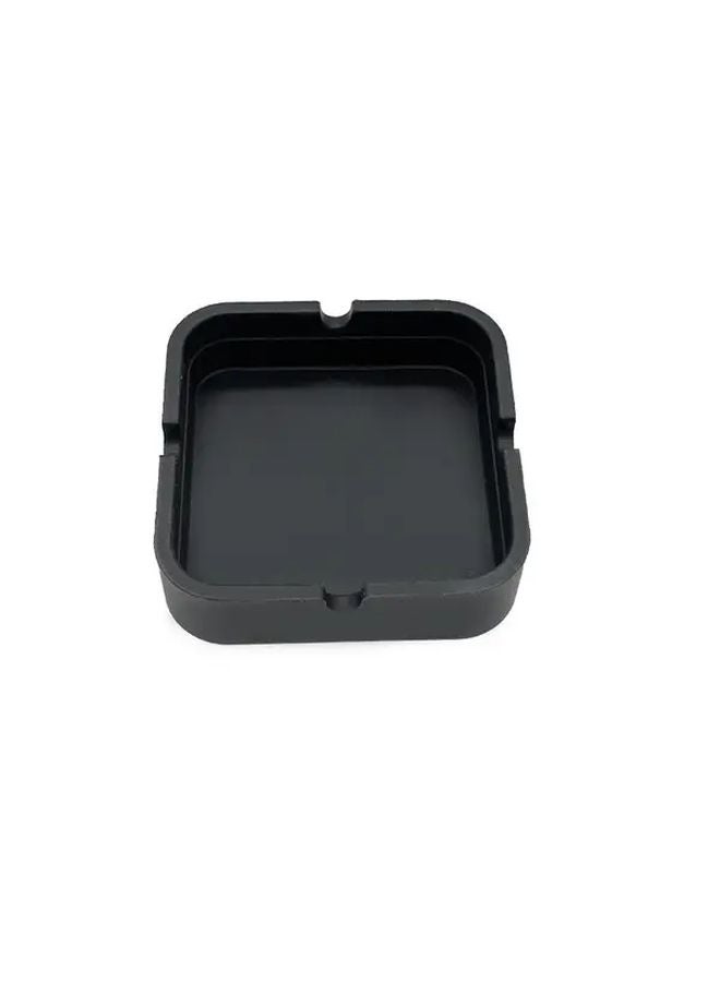 Modern Black Rectangular Ashtray Heavy Duty With Cigar Holder Wide Lip For Indoor Outdoor Use - Image 1