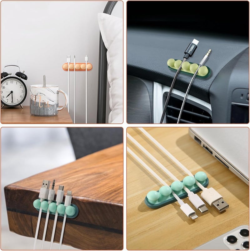 HomeAra 3 Pcs Silicone Cable Clips Cord Management Organizer with Adhesive Hooks Power Cords Charging Cables Mouse Cable PC Office Home Wire Holder Cable Management Solution Color Random - Image 3