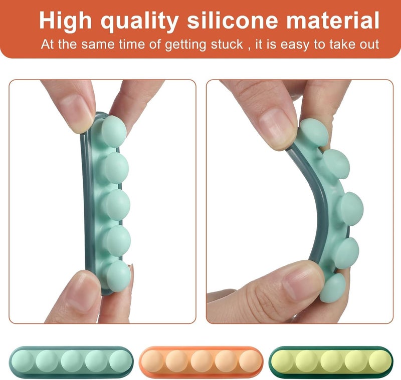 HomeAra 3 Pcs Silicone Cable Clips Cord Management Organizer with Adhesive Hooks Power Cords Charging Cables Mouse Cable PC Office Home Wire Holder Cable Management Solution Color Random - Image 5