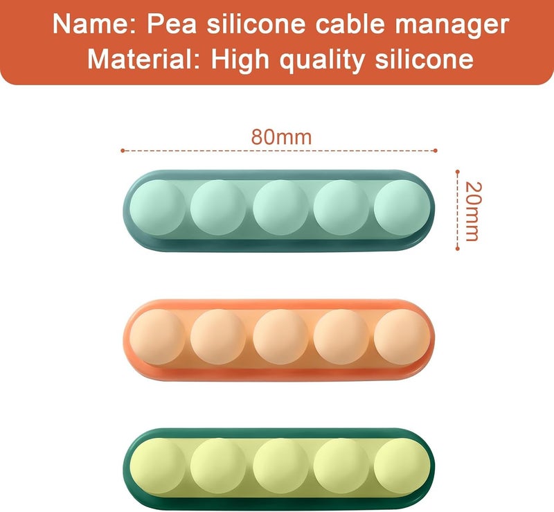 HomeAra 3 Pcs Silicone Cable Clips Cord Management Organizer with Adhesive Hooks Power Cords Charging Cables Mouse Cable PC Office Home Wire Holder Cable Management Solution Color Random - Image 2