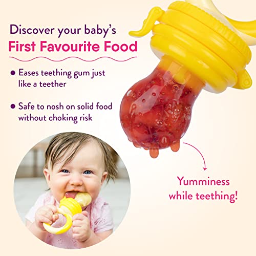 NatureBond Baby Food Feeder/Fruit Feeder Pacifier Nibbler (2 Pack) - Infant Teething Toy Teether Weaning in Appetizing Colors | + Additional Silicone Sacs - Image 4