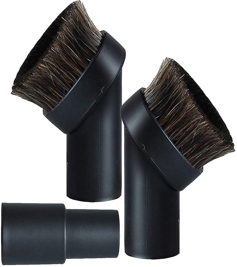 GIBTOOL 25MM Horse Hair Round Dust Brush 125 Cleaner Vacuum Attachment Brush Soft Bristles Replacement with 114 to 138 Hose Adapter