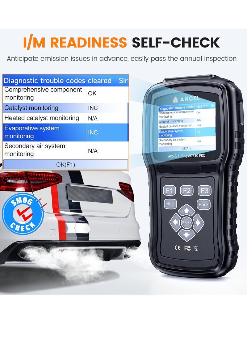 Ancel AD610 Pro OBD2 Scanner - ABS SRS Code Reader, Check Engine Light Diagnostic Tool with ABS Bleeding, AutoVIN, Real-Time Data, Full OBD2 Functions, SAS/Oil/EPB Reset - Image 4
