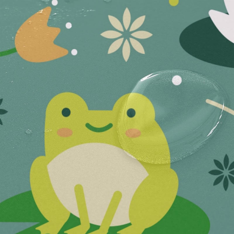 WELLDAY Cute Frogs Shower Curtain Bathroom Decor Waterproof Fabric Shower Curtains with Hooks 60x72 Inch - Image 4