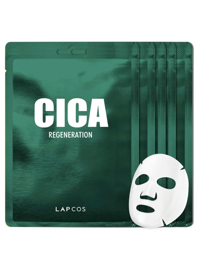 LAPCOS Cica Sheet Mask, Daily Face Mask with Cantella Plant Extract to Regenerate and Revitalize Skin, Korean Beauty Favorite, 5-Pack - Image 1