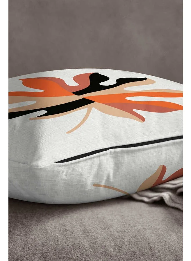 İnsense Home Velvet Babyface Orange Black Decorative Modern Leaf Pattern Printed Throw Pillow Pillow Case CGH720