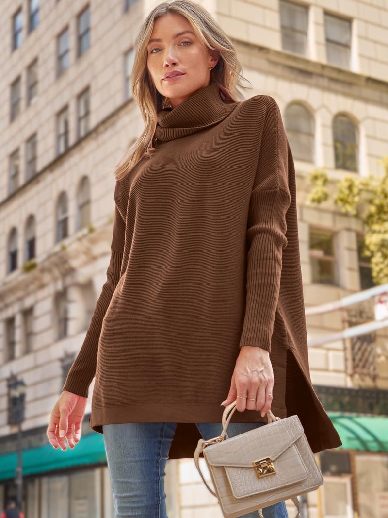 LILLUSORY Oversized Turtleneck Pullover Sweater Women 2025 Long Tunic Cozy Winter Trendy Plus Size Poncho Cowl Neck Cute Casual Early Fall Fashion Must Have Work Old Money Clothes Outfit Clothing - Image 5