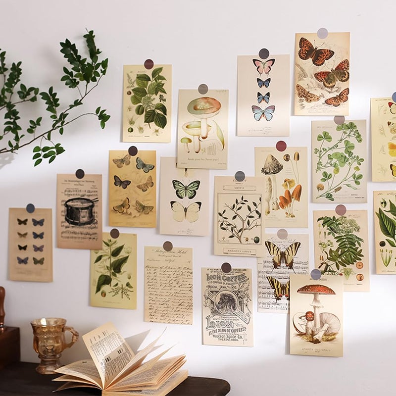 HOSTEESSCHOICE Vintage Collection Postcard Set Retro Style 30 PCS 4x6 in Botanical Butterfly Flower Mushroom Nature Postcards - Image 2