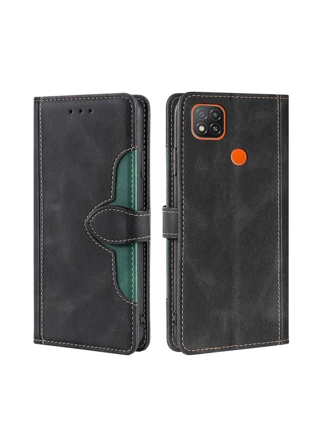 HuHa Case Cover For Xiaomi Redmi 9C / Redmi 9C NFC Skin Feel Straw Hat Magnetic Buckle Leather Phone Case Black 