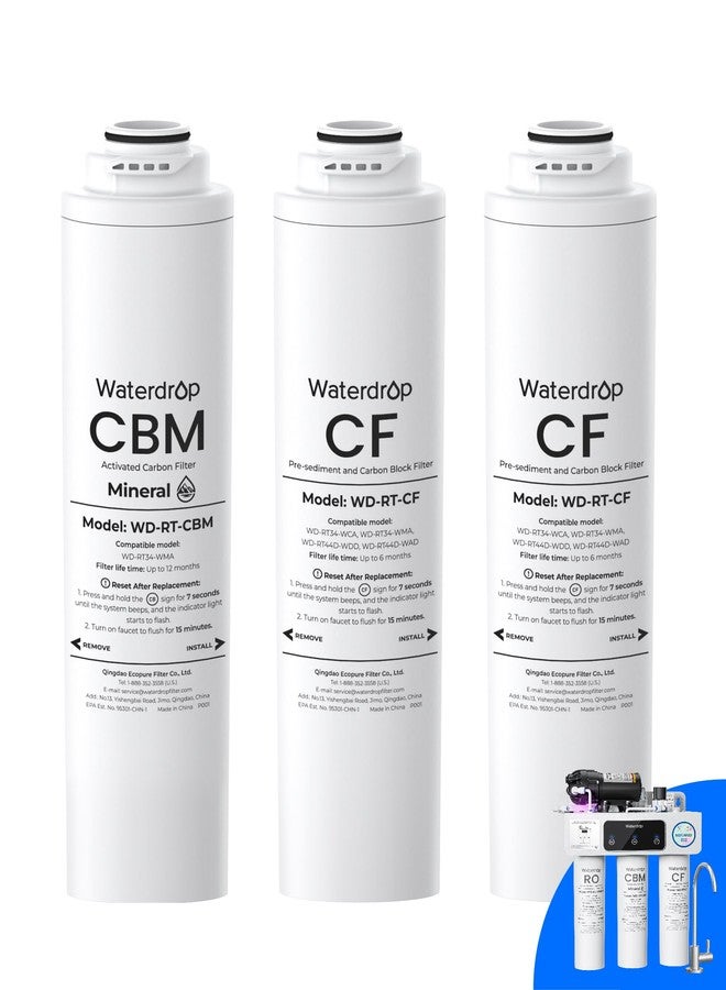 ووتر دروب فلتر بديل Waterdrop 𝐖𝐃-𝐓𝟑-𝐑𝐂𝐌، مجموعة لمدة عام واحد، عبوة من فلترين CF وفلتر واحد CBM، بديل لنظام فلتر المياه بالتناضح العكسي بدون خزان 𝐖𝐃-𝐓𝟑-𝐌 (𝟐*𝐂𝐅 + 𝟏*𝐂𝐁𝐌) - Image 1