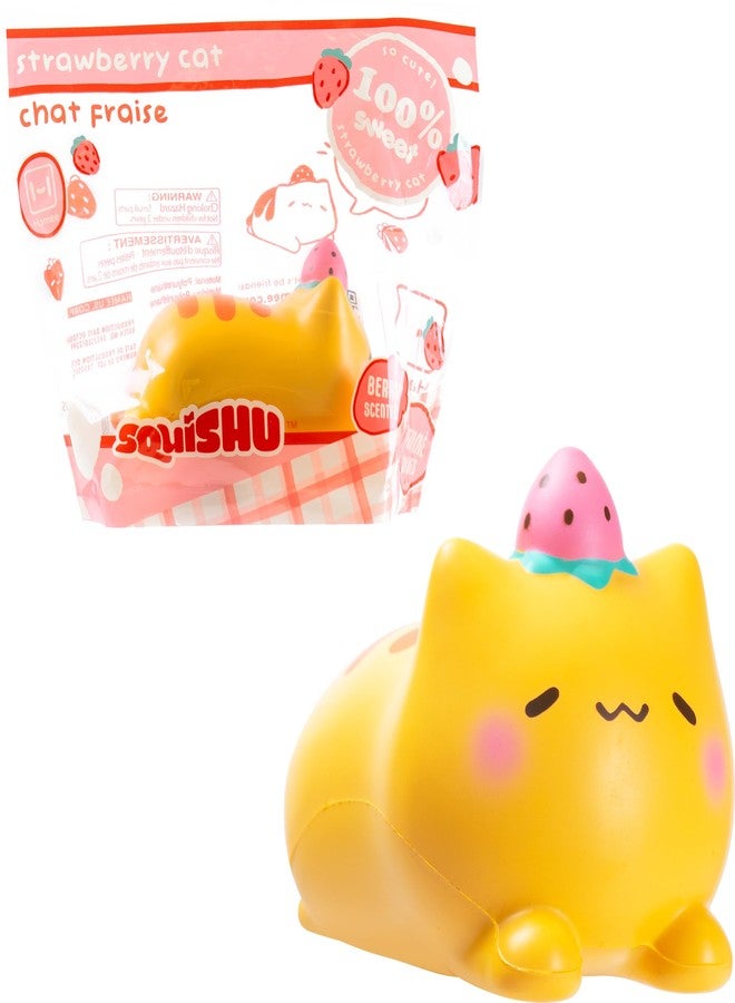 Hamee SquiSHU Jumbo Strawberry Cat Squishy Toy Collectible Slow Rising Cute Loaf Cat Birthday Gift, Party Favors, Stress Relief - Image 2