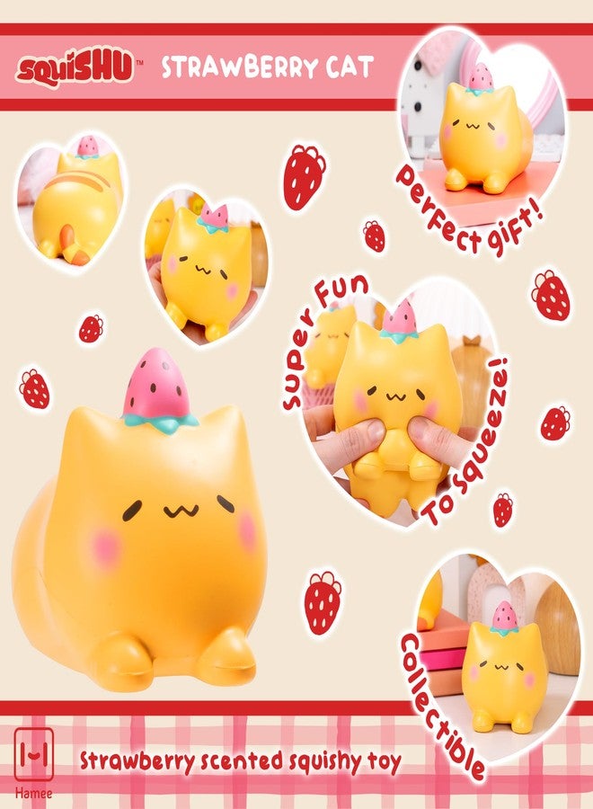 Hamee SquiSHU Jumbo Strawberry Cat Squishy Toy Collectible Slow Rising Cute Loaf Cat Birthday Gift, Party Favors, Stress Relief - Image 3