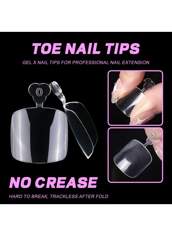 Addfavor - 600Pcs Toe Nail Tips Soft Gel X Nail Tips Toenails Clear Fake Nails Square Acrylic False Toes Nails For Toe Nails Extension, Press On Toenails Making - Image 1