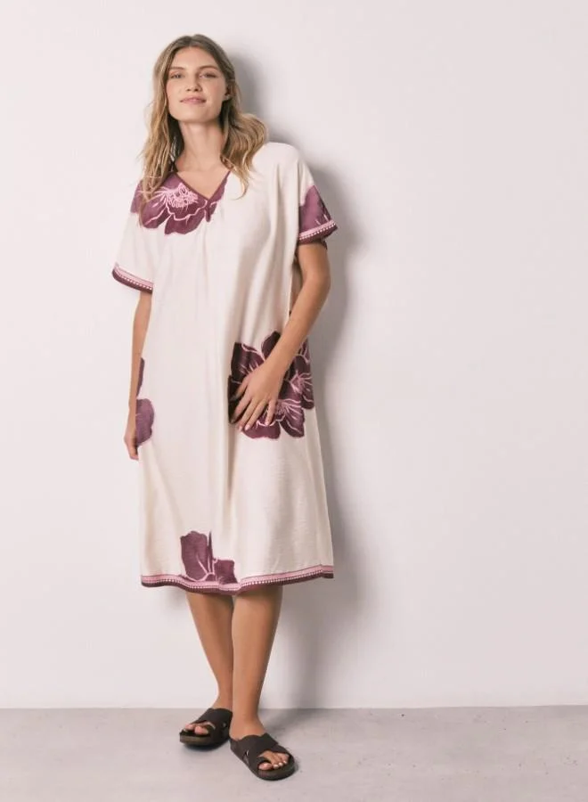 Floral short sleeve long dress