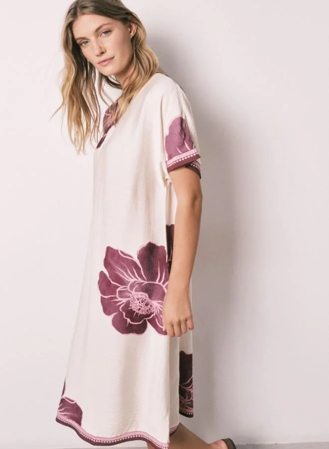 women'secret  Floral short sleeve long dress for Women | Best Price UAE