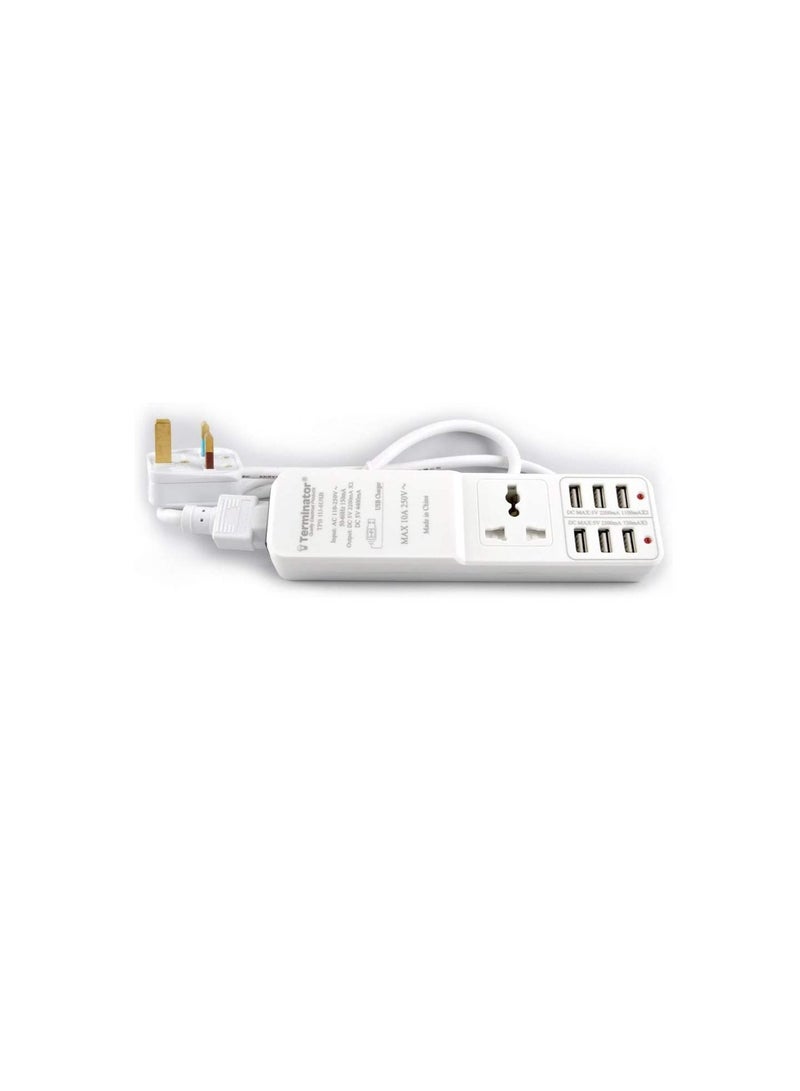 Terminator One Way Universal Extension Socket 6 USB Ports DC 5V 4400mA 2M detachable cable 13A Plug Max 10A 250V  - Image 1