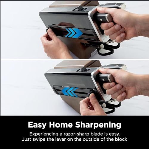 Ninja K52015 Foodi NeverDull 15 Piece Premium Knife System, Wood Series Block, German Stainless Steel, with Built-in Sharpener, Stainless Steel/Walnut - Image 5