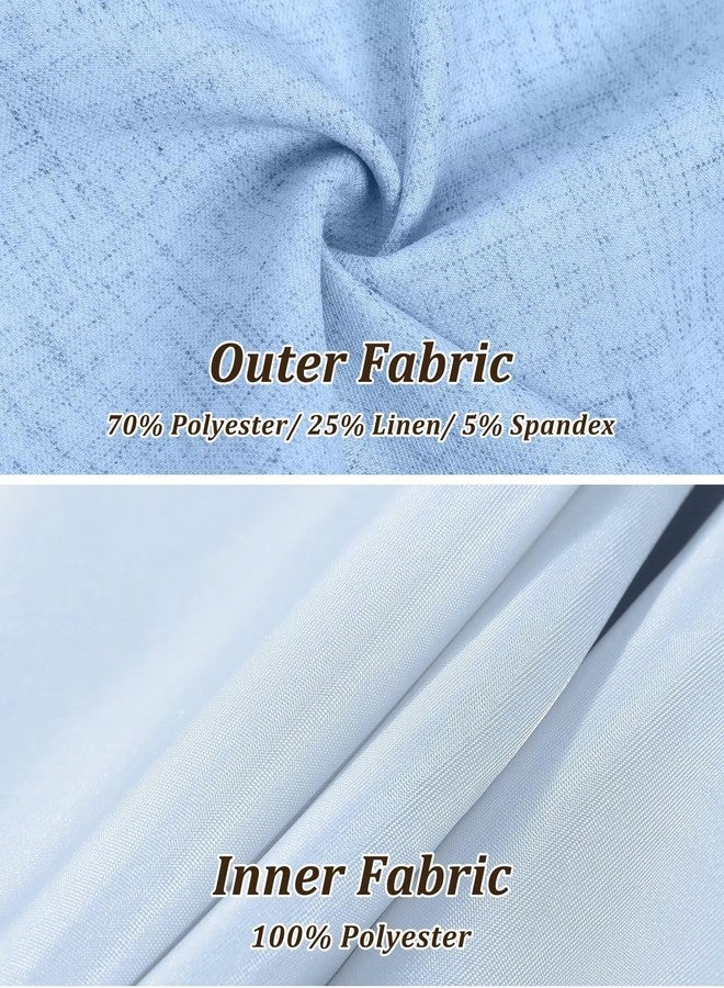 BOFAN بدلة بوفان للأولاد من الكتان 2 قطعة بتصميم نحيف باللون الأزرق السماوي للأولاد 12-14 بدلة توكسيدو عتيقة مع سترة وسروال قصير بخيوط مرنة مجموعة ملابس صيفية ربيعية لحفلات الزفاف مقاس 14 - Image 2