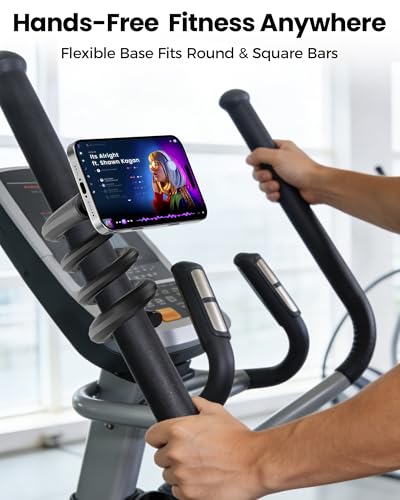 NINEFATICS Flexible Phone Holder for Treadmill, Magnetic Gooseneck Cell Phone Mount Compatible w/ MagSafe, iPhone 17-12 & Android, Silicone Stand for Spin Bike Stroller Wheelchair Shopping Cart - Gym Accessories - Image 2