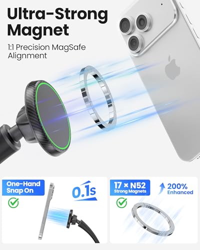 NINEFATICS Flexible Phone Holder for Treadmill, Magnetic Gooseneck Cell Phone Mount Compatible w/ MagSafe, iPhone 17-12 & Android, Silicone Stand for Spin Bike Stroller Wheelchair Shopping Cart - Gym Accessories - Image 3