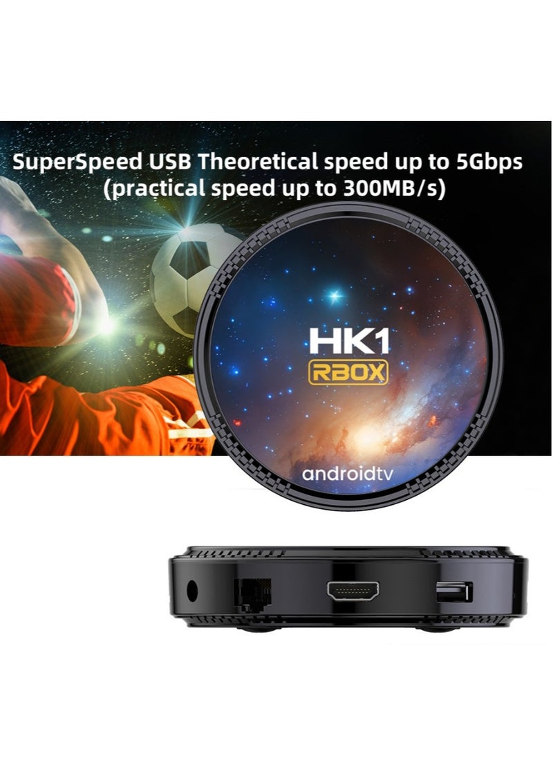 Upgraded  HK1RBOX Android TV Box, 4GB RAM + 64GB ROM Ultra HD 4K Smart TV Box, RGB Light Set Top Box BT5.0, HLG Mode HDR10+ WiFi 6 USB 3.0