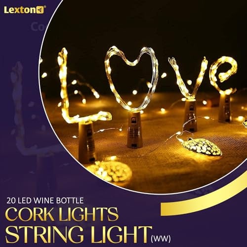Lexton ضوء زجاجة النبيذ الزخرفي من ليكستون | 20 LED، يعمل بالبطارية، بطول 2 متر، حماية IP65 | ضوء نحاسي مناسب لديكور المنزل، الزينة الخارجية، ديوالي (عبوة من 12، أبيض دافئ) - Image 2