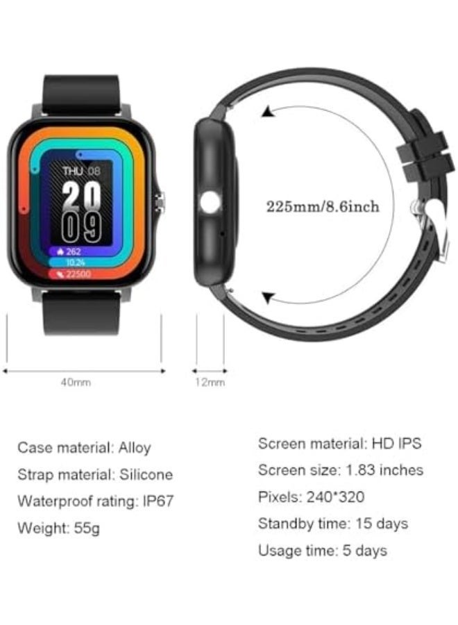 ساعة ذكية لهواتف أندرويد و iOS بحجم 1.83 بوصة، شاشة تعمل باللمس، ساعة مكالمات، متتبع للياقة البدنية، مقاومة للماء بمعيار IP68، وجه قابل للتخصيص، عداد خطوات، مراقب للنوم، آلة حاسبة للطقس، ساعات رياضية خارجية (ذهبي بحزام بيج) - Image 4