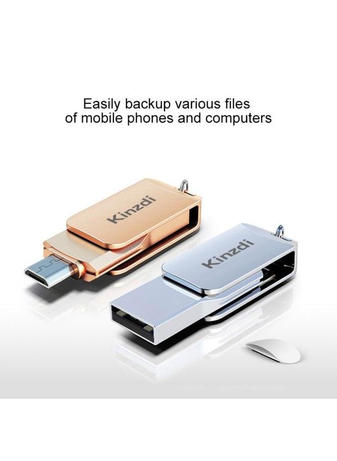 BURAQ Kinzdi 32GB USB 2.0 Android Phone & Computer Dual-use Rotary Metal U Disk V8 (Silver)  - Image 3