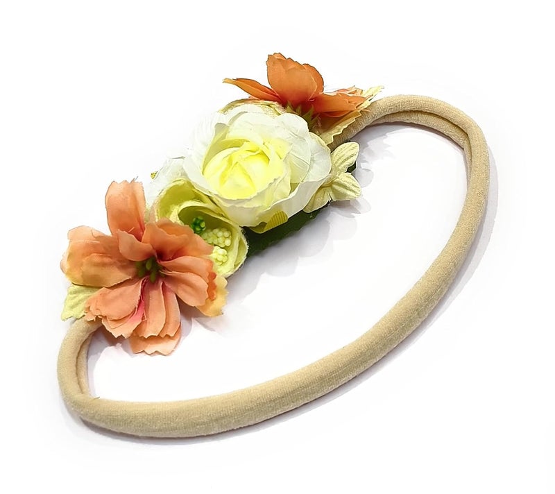 Fairytale Baby Girl Headband Newborn Elastic Flower Toddler Hair Band Kids Headwear Nylon Soft Hairbands Child Hair Accessories (Off White) - Image 3