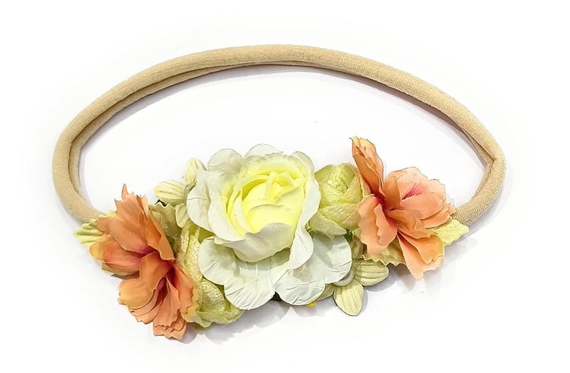 Fairytale Baby Girl Headband Newborn Elastic Flower Toddler Hair Band Kids Headwear Nylon Soft Hairbands Child Hair Accessories (Off White) - Image 1