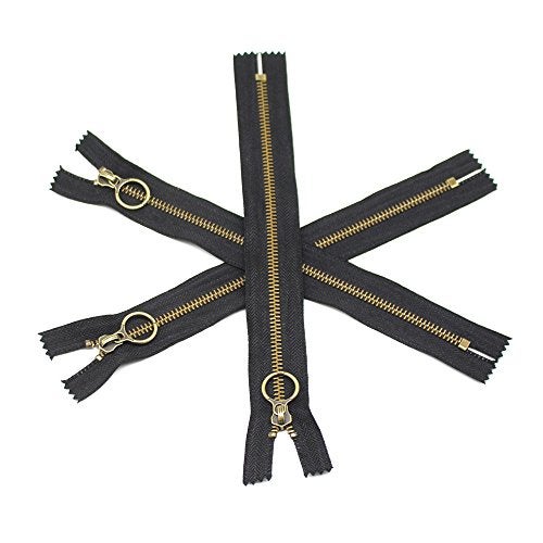YaHoGa 10PCS 12 Inch (30cm) #5 Antique Brass Plated Metal Zippers Bulk Close End Metal Zippers for Sewing Purse Bags Crafts (#5 Anti-Brass) - Image 3
