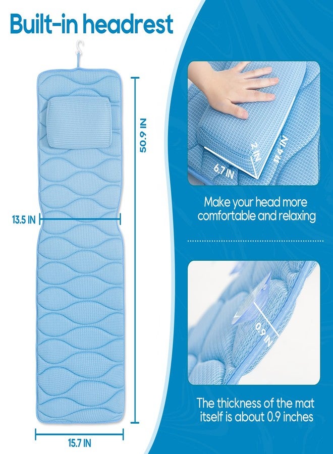 OMYSTYLE Full Body Bath Pillow, Bath Pillows for tub with Mesh Washing Bag & 21 Non-Slip Suction Cups, Spa Bathtub for Head Neck Shoulder and Back Support - 5D Air Mesh & Quick Drying | Blue - Image 5