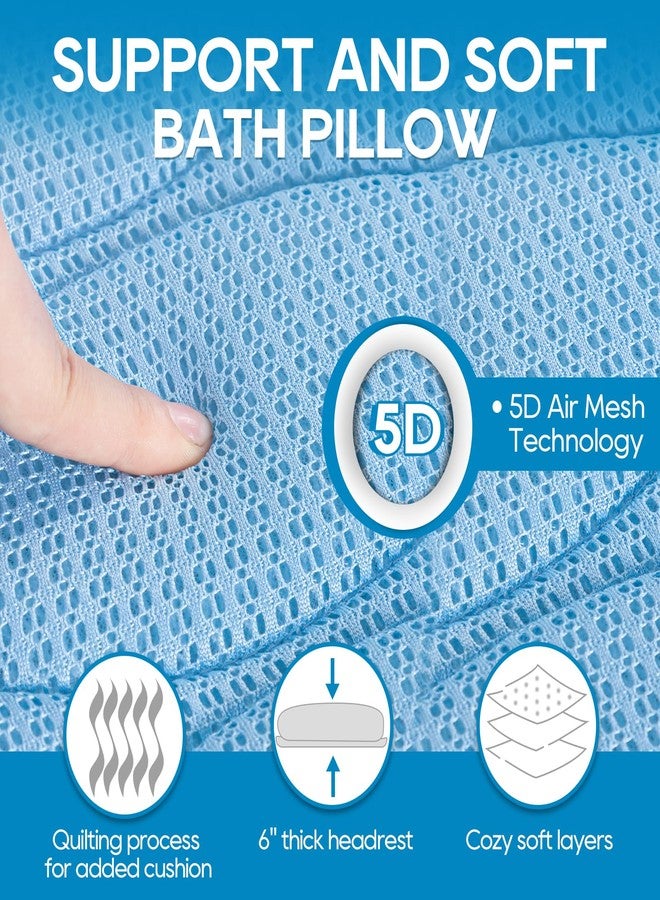 OMYSTYLE Full Body Bath Pillow, Bath Pillows for tub with Mesh Washing Bag & 21 Non-Slip Suction Cups, Spa Bathtub for Head Neck Shoulder and Back Support - 5D Air Mesh & Quick Drying | Blue - Image 3