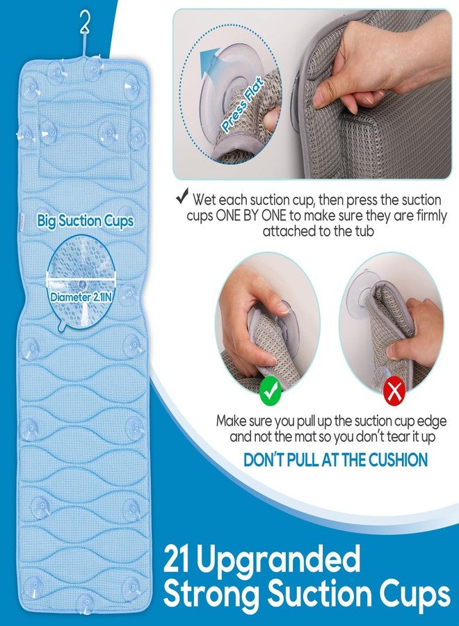 OMYSTYLE Full Body Bath Pillow, Bath Pillows for tub with Mesh Washing Bag & 21 Non-Slip Suction Cups, Spa Bathtub for Head Neck Shoulder and Back Support - 5D Air Mesh & Quick Drying | Blue - Image 2