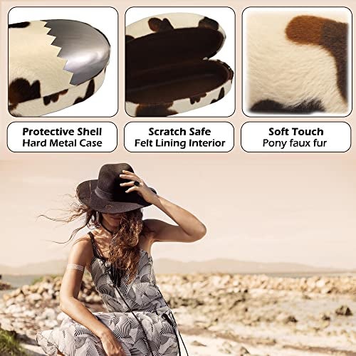 MyEyeglassCase Hard Sunglasses Case - Large Glasses Case Holder in Pony Animal Print - Eyeglass Case hard shell with Drawstring Pouch and cloth Medium & Large frames (AS113 Pony) - Image 3