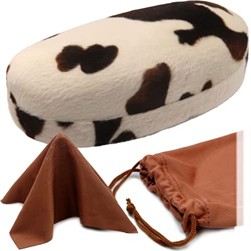 MyEyeglassCase Hard Sunglasses Case - Large Glasses Case Holder in Pony Animal Print - Eyeglass Case hard shell with Drawstring Pouch and cloth Medium & Large frames (AS113 Pony) - Image 1