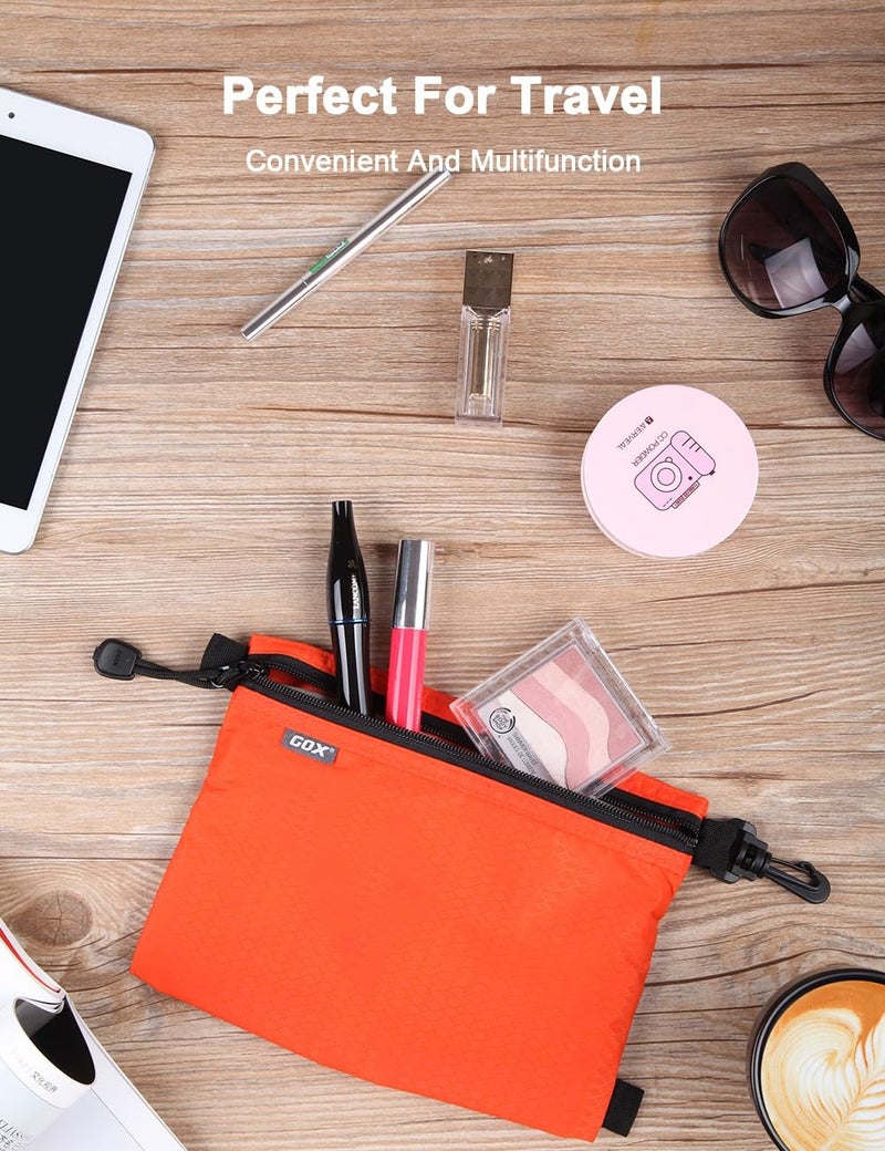 GOX Travel Toiletry Bag Carry On Zipper Pouch Cosmetic Kit Makeup Digital Bag Water Repellent Nylon (Orange) - Image 2