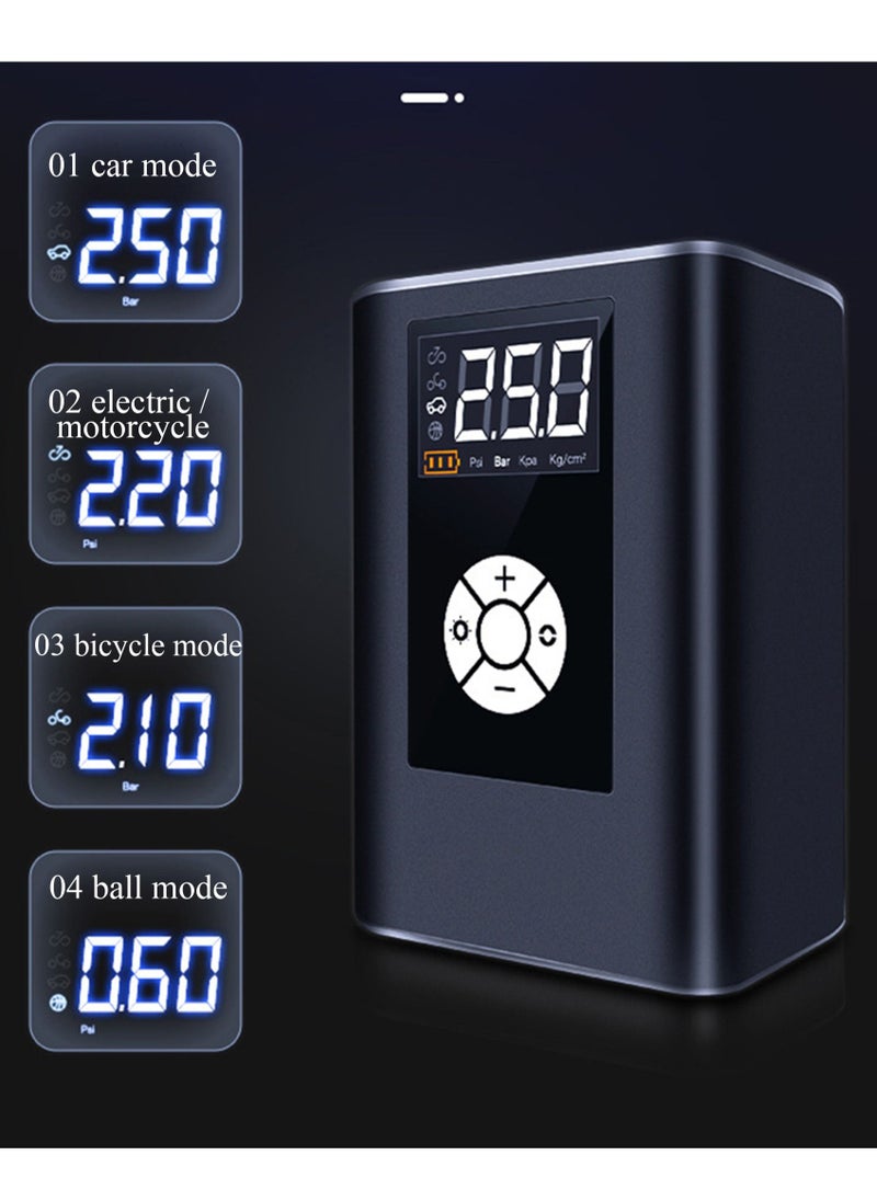 Smart Air Pump, Portable 150psi Tire Inflator, Cordless Rechargeable Compressor, Lcd Digital Display Pressure Gauge, 4 Preset Inflation Modestire Bicycle and Ball Etc Inflator