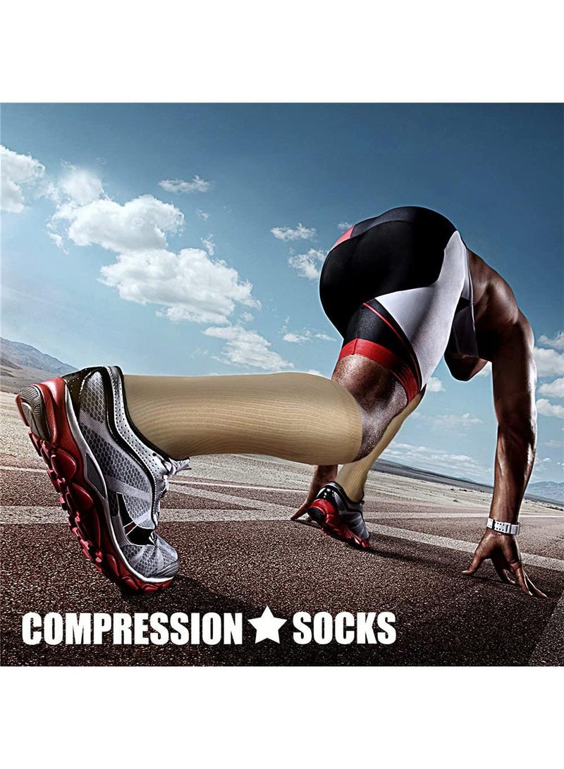 Sweet seven Premium Compression Socks (3 Pairs) 15-20 mmHg | Optimal Support for Women & Men in Athletic Activities: Running, Cycling, Skin Color（S/M） - Image 3