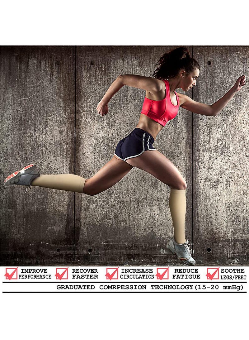 Sweet seven Premium Compression Socks (3 Pairs) 15-20 mmHg | Optimal Support for Women & Men in Athletic Activities: Running, Cycling, Skin Color（S/M） - Image 4