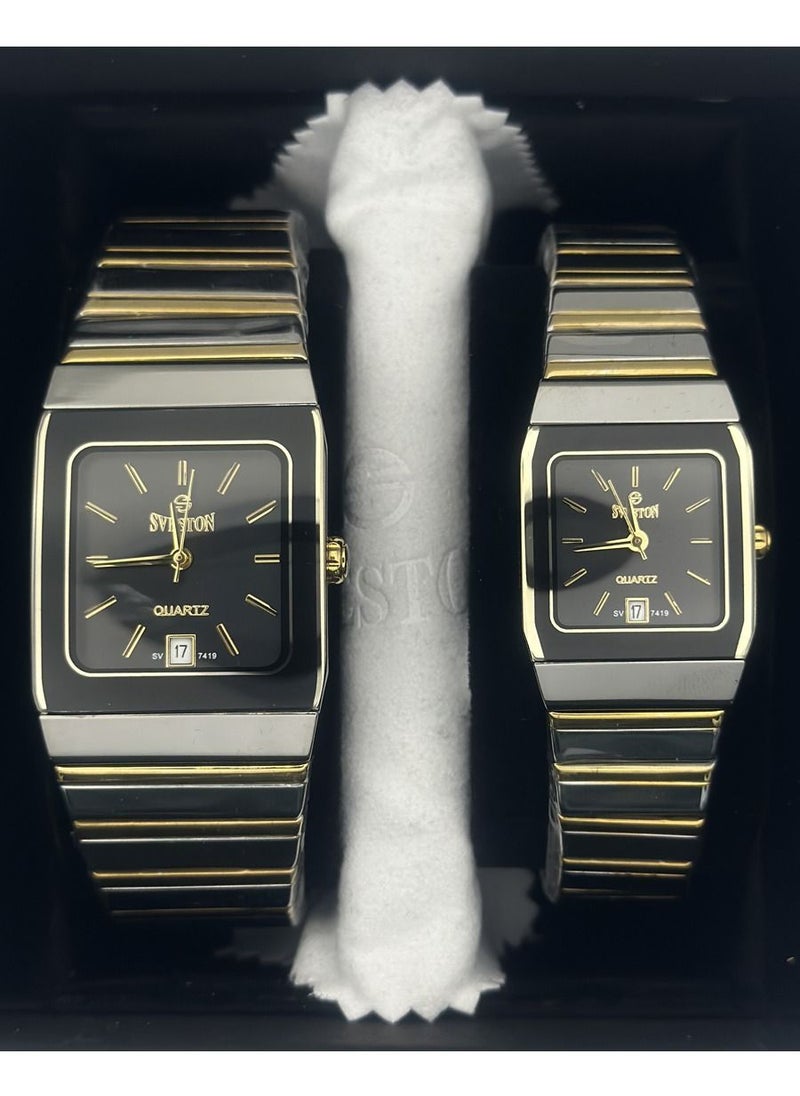 Sveston - Sveston Couples Two Tone Stainless Steel Quartz Watch SV 7419 - Image 1