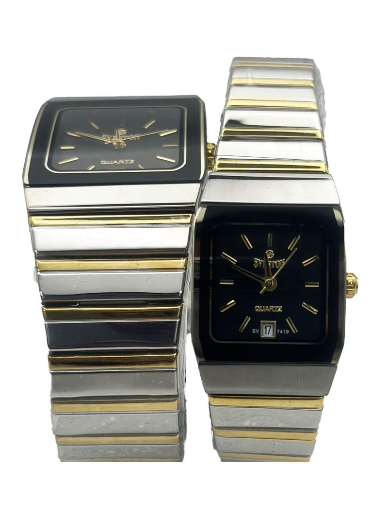 Sveston - Sveston Couples Two Tone Stainless Steel Quartz Watch SV 7419 - Image 1