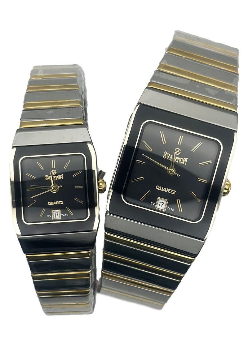 Sveston - Sveston Couples Two Tone Stainless Steel Quartz Watch SV 7419 - Image 1