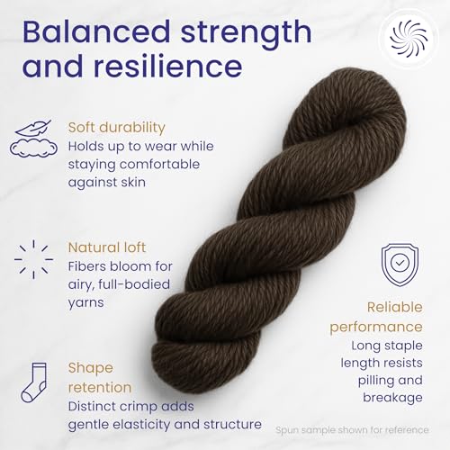 Revolution Fibers Corriedale Wool Roving 1 lb (16 Ounces) for Spinning | Soft Chunky Jumbo Yarn for Arm Knitting Blanket |100% Natural Undyed Wool Yarn Bulk, Felting Core, Carded Stuffing (Brown) - Image 4