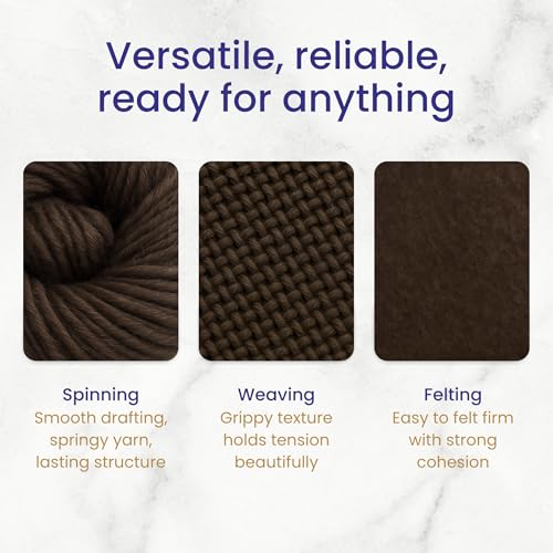 Revolution Fibers Corriedale Wool Roving 1 lb (16 Ounces) for Spinning | Soft Chunky Jumbo Yarn for Arm Knitting Blanket |100% Natural Undyed Wool Yarn Bulk, Felting Core, Carded Stuffing (Brown) - Image 5