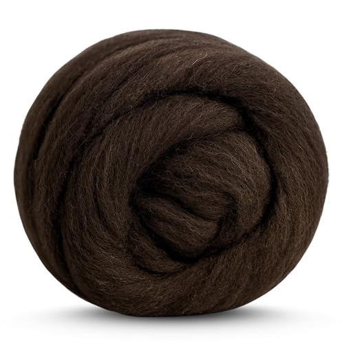 Revolution Fibers Corriedale Wool Roving 1 lb (16 Ounces) for Spinning | Soft Chunky Jumbo Yarn for Arm Knitting Blanket |100% Natural Undyed Wool Yarn Bulk, Felting Core, Carded Stuffing (Brown) - Image 1