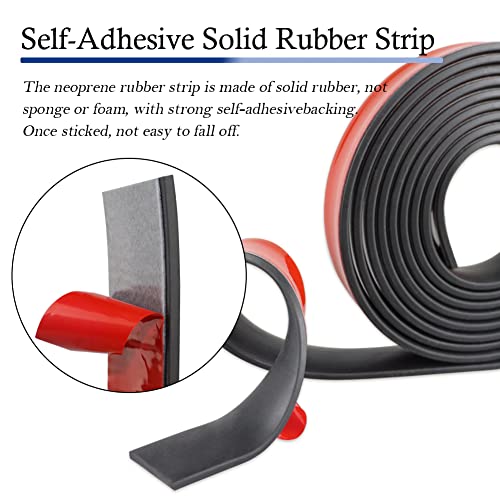 LSGCQ Neoprene Rubber Strips Self Adhesive Solid Rubber Sheets, Rolls & Strips for DIY Gaskets Crafts Pads Seals Warehouse Flooring Neoprene Sheet with Adhesive Backing (1" Wide x 1/16" Thick x 10' Long) - Image 2