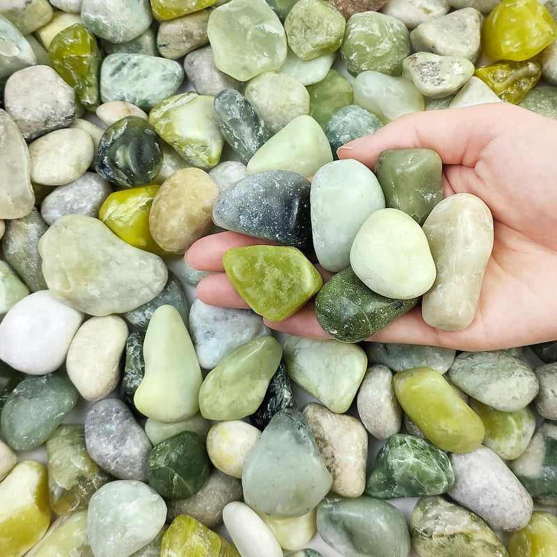 FANTIAN 5 lbs Green River Rocks for Plants, 1-2 Inch Polished Jade Pebbles for Indoor Plants, Decorative Rocks for Succulent, Landscaping, Vases, Yard and Garden - Image 1